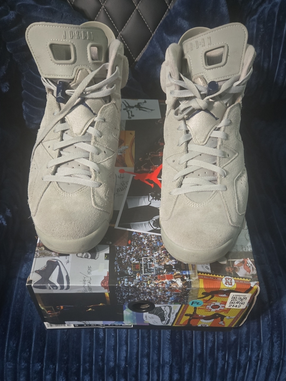 Jordan Light Gray Suede High-Top Sneakers